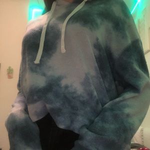hollister blue and white tie dye hoodie thin